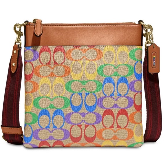 Coach Handbags - NWT Coach Kitt Messenger crossbody in rainbow Signature canvas Limited Edition